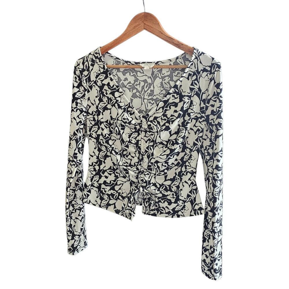 Meraki Ruched Top Black / White Size L